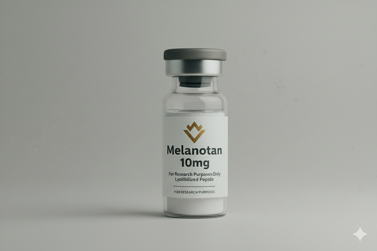 High-purity Melanotan-2 peptide 10mg lyophilized vial from Helixion Labs for research purposes only